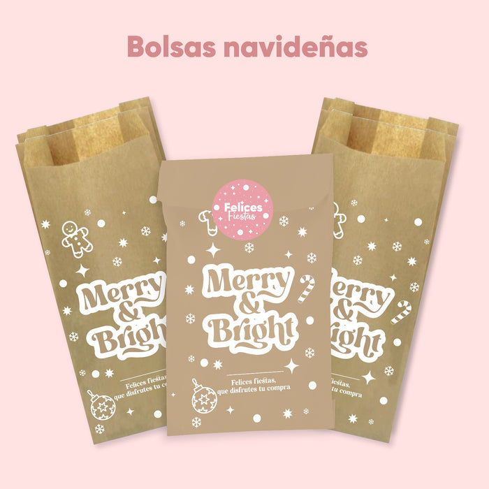 Bolsas kraft navideñas diseño único
