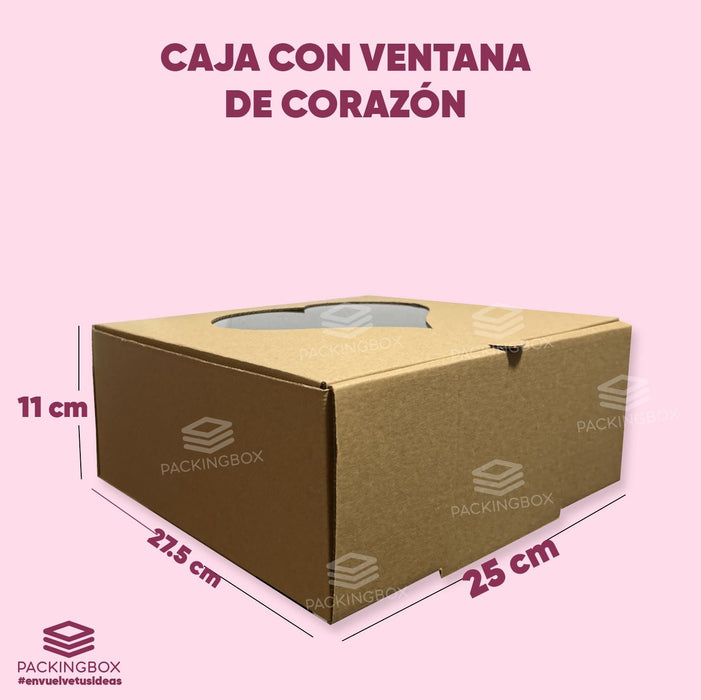 Caja con Ventana de Corazón 27.5 x 25 x 11 cm (50 Unidades)