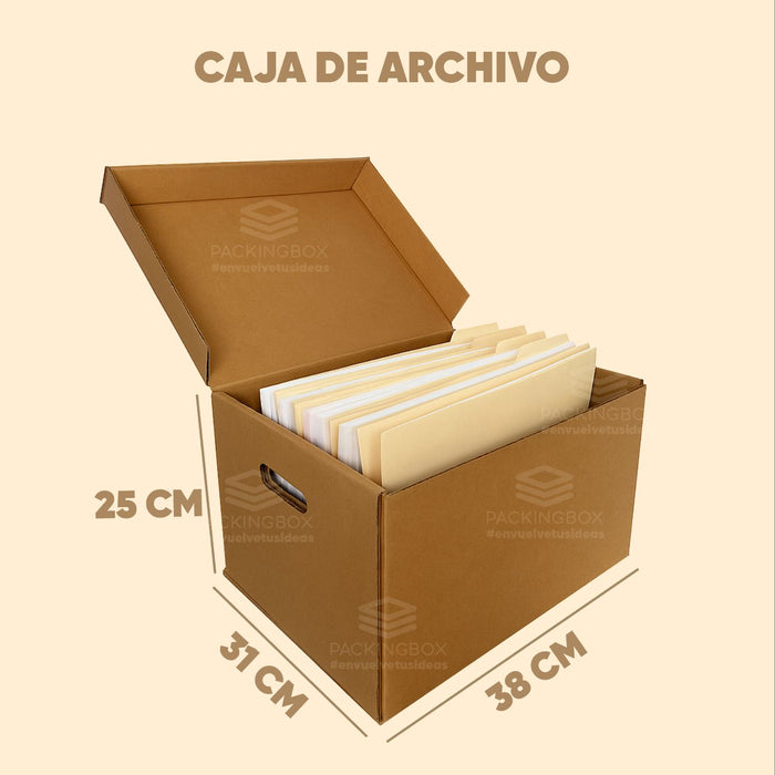 Caja para Archivo con Tapa Integrada de 38 x 31 x 25 cm