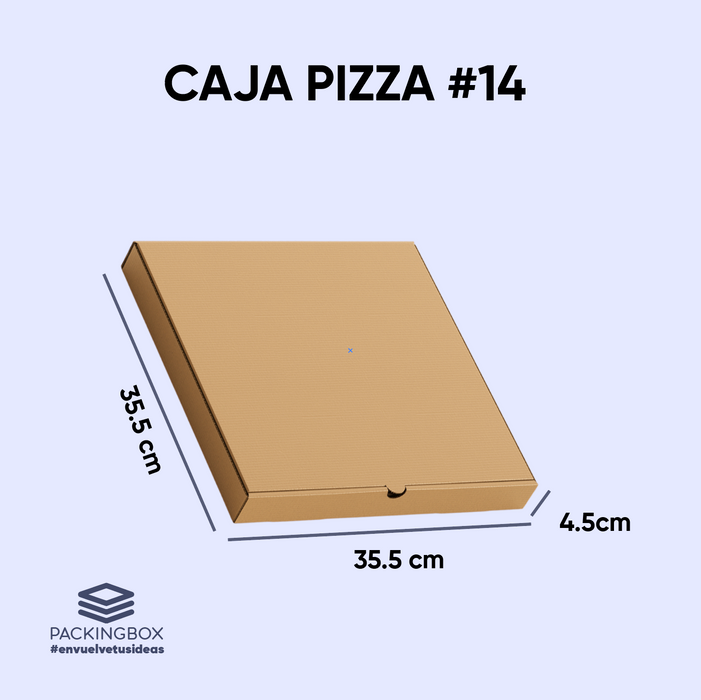 Caja Kraft para Pizza #14 de 35.5 x 35.5 x 4.5 cm