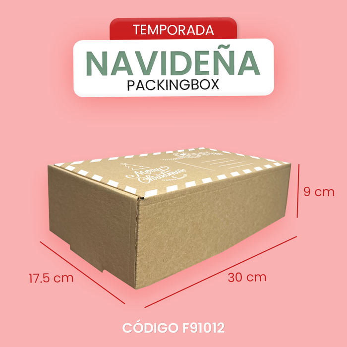 Caja NAVIDEÑA Kraft de 30 x 17.5 x 9 cm