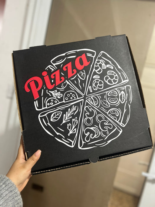 Caja Negra de pizza #13 de 33 x 33 x 4.5 cm (50 Unidades)