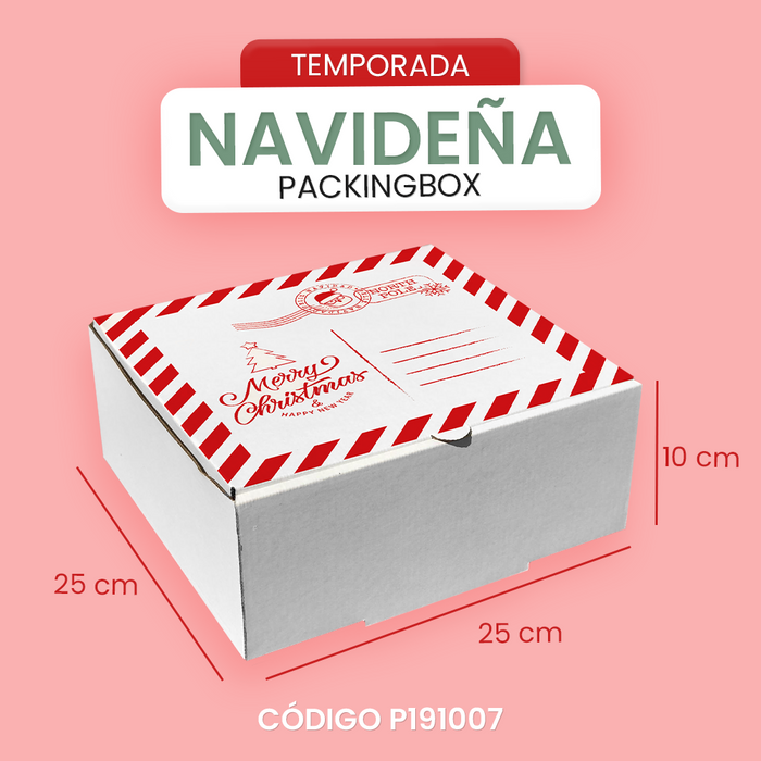 Caja NAVIDEÑA Blanca 25 cm x 25 cm x 10 cm