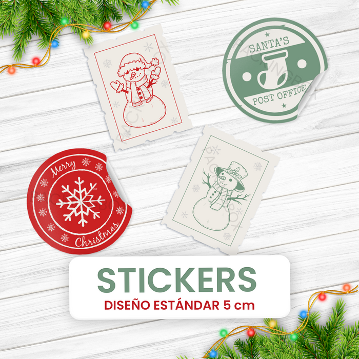 Stickers Redondos Troquelados de 5 cm Glossy Navideños