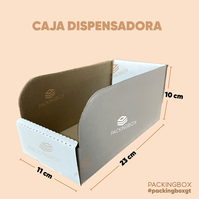 Caja dispensadora de 23 x 11 x 10 cm (300 Unidades Con LOGO)