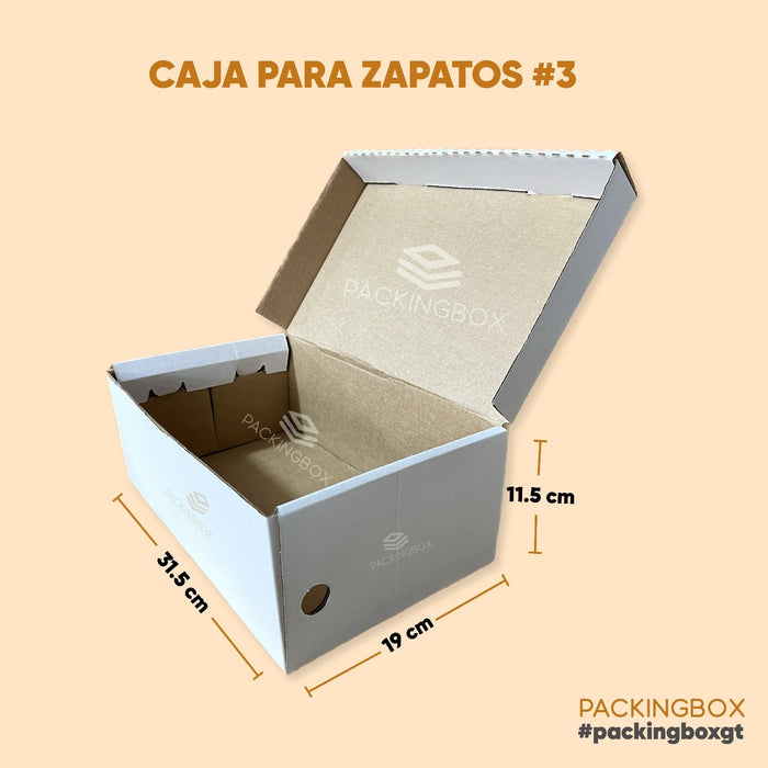 Caja para Zapatos #3 de 31.5 x 19 x 11.5 cm (500 Unidades Con LOGO)