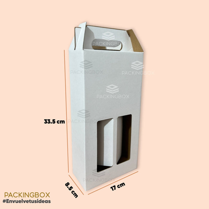 Caja para vino 2 botellas de 33.5 x 17 x 8.5 cm (200 Unidades Con LOGO)