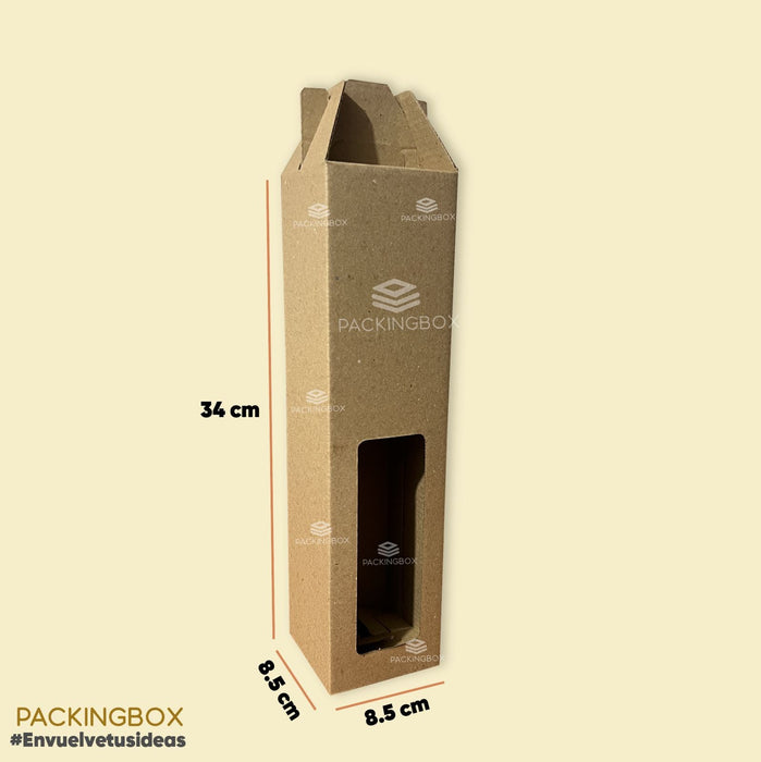 Caja para vino 1 botella de 34 x 8.5 x 8.5 cm (100 Unidades Con LOGO)