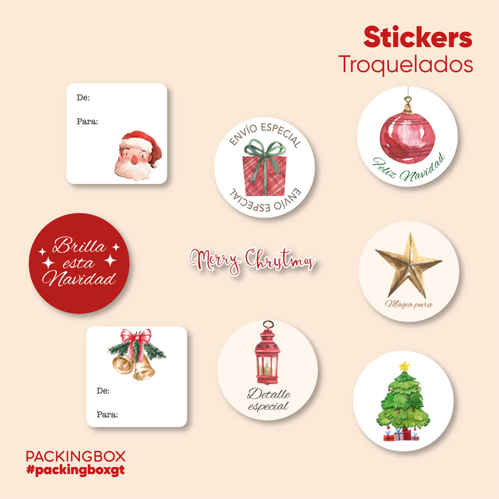 Stickers Surtidos Troquelados de 5 cm Glossy Navideños