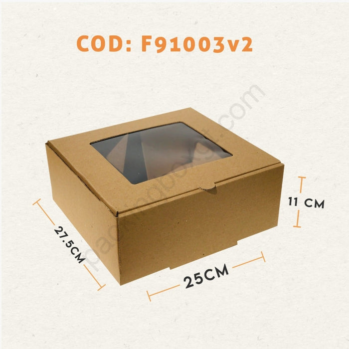 Caja con Ventana Cuadrada 27.5 x 25 x 11 cm (100 Unidades Con LOGO)