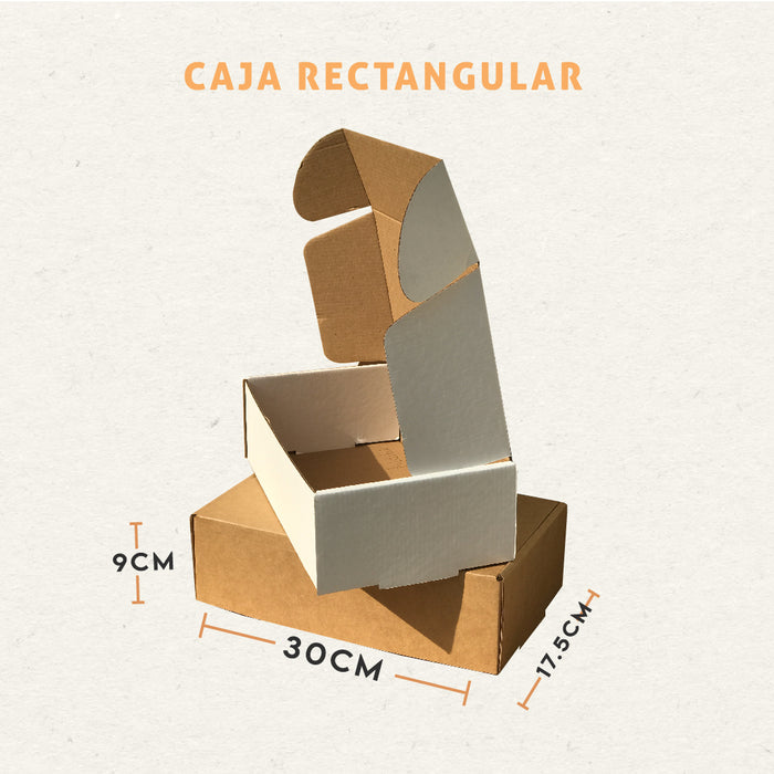 Caja Rectangular 30 x 17.5 x 9 cm (300 Unidades Con LOGO)