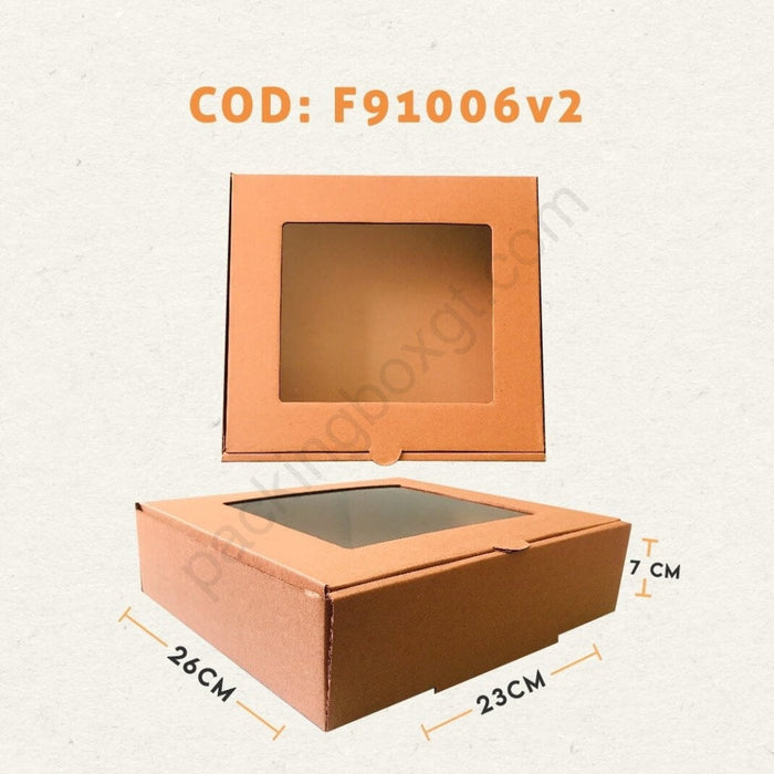 Caja con Ventana Cuadrada 26 x 23 x 7 cm (100 Unidades)